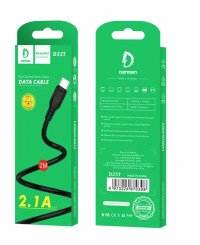 DENMEN USB кабель Type-C D23T 2.1A, 2метра (чёрный) 4439