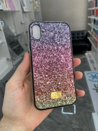 Чехол со стразами "Sparkle" для iPhone XR (розово-фиолетовый) 3051