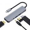 BRONKA Хаб Type-C 4в1 (HDMI x1 / USB 3.0 x2 / 3.5mm x1) серый космос (Г90-53479) - BRONKA Хаб Type-C 4в1 (HDMI x1 / USB 3.0 x2 / 3.5mm x1) серый космос (Г90-53479)