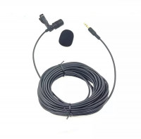 Петличный микрофон AUX 3.5mm с металлической прищепкой для компа / фотика (длина 10м) (9032)