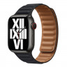 Ремешок Apple Watch 42mm / 44mm / 45mm / Ultra 49mm шагрень NEW кожаный на магнитах (иссине чёрный) 7704 - Ремешок Apple Watch 42mm / 44mm / 45mm / Ultra 49mm шагрень NEW кожаный на магнитах (иссине чёрный) 7704