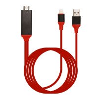 HDMI кабель lightning 8-pin / USB с питанием длина 2 метра (красный) 5695