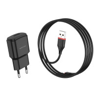 BOROFONE СЗУ + USB кабель lightning 8-pin BA48A 1 порт USB 2.1A, длина: 1 метр (чёрный) Г-14 8304