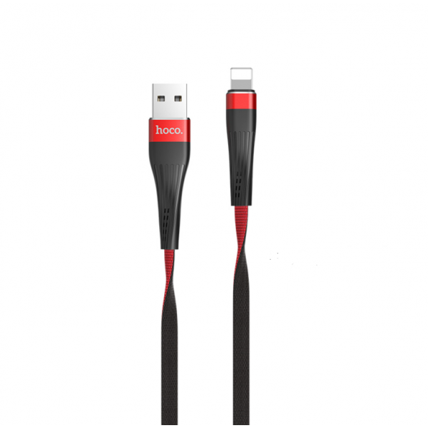HOCO USB кабель 8-pin U39 2.4A 1.2м (чёрно-красный) 7343