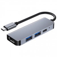 BRONKA Хаб Type-C 4в1 (USB 3.0 х1 / USB 2.0 х1 / HDMI х1 / PD х1 ) серый космос (Г90-31538)