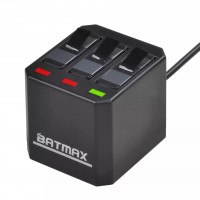 BATMAX ЗУ зарядное устройство для 3-х аккумуляторов GoPro Hero 5 / 6 / 7 / 8 с LED индикацией модель "Стакан" (37240)