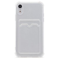 Чехол для iPhone XR силиконовый усиленный с защитой для камеры и картхолдером (прозрачный) 7439